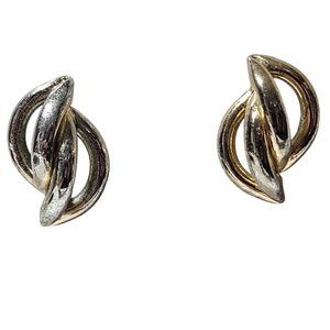 Vintage Gold Silver Tone Twisted Knot Earrings Classic Minimalist Jewelry Women